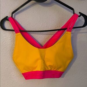 Brooks Vibrant Yellow and Pink Sports Bra